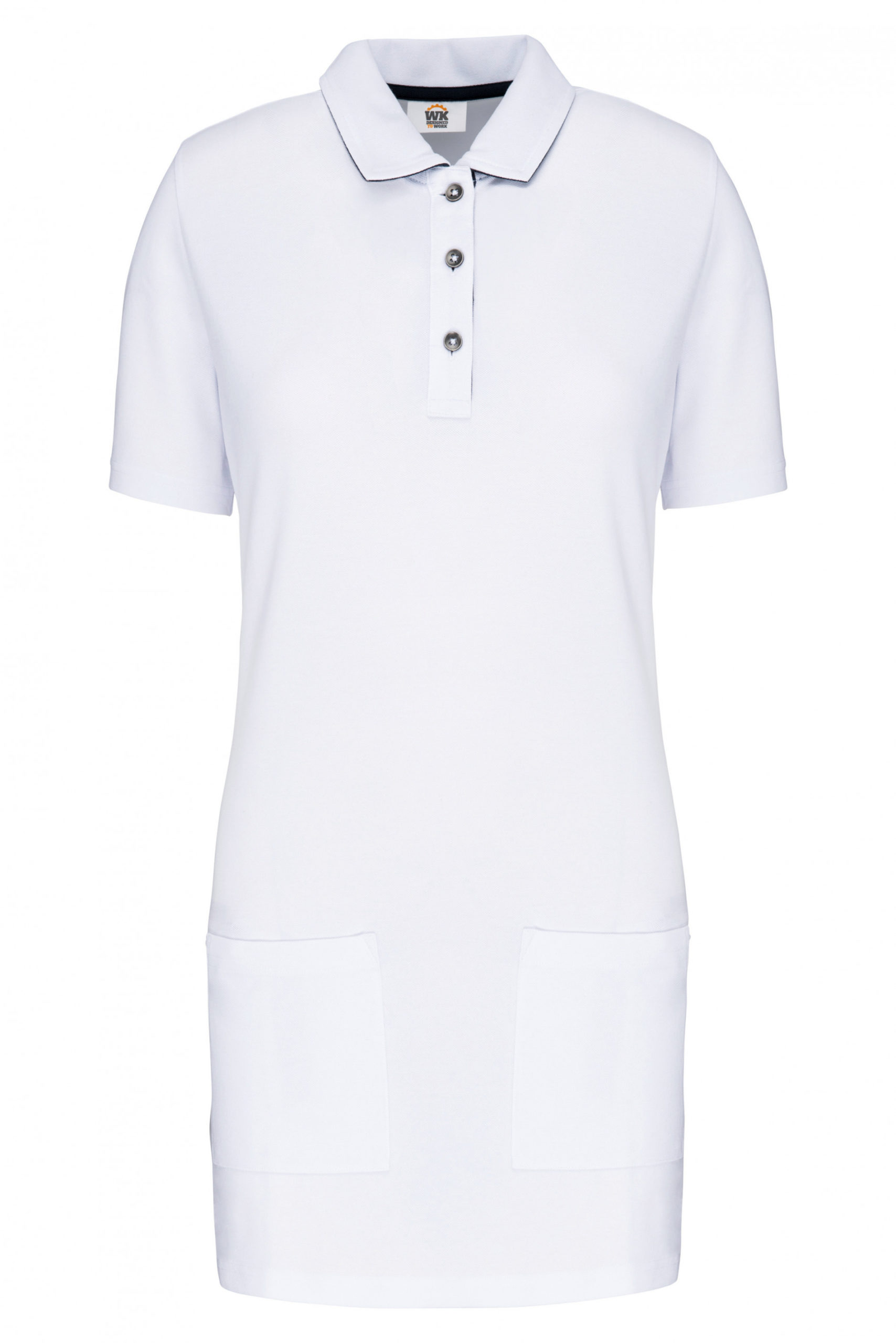 polo long manches courtes femme blanc navy