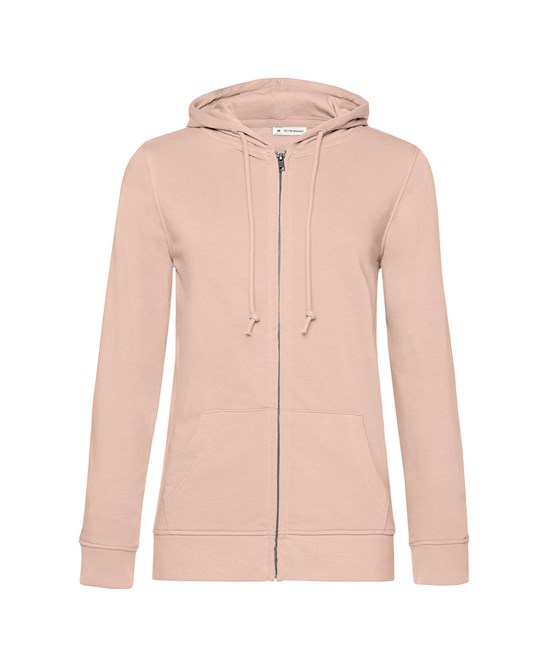 Hoodie zippé femme rose pale